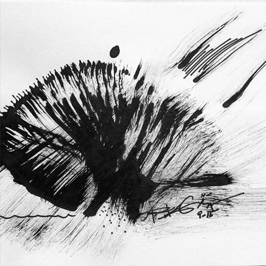 Ink Photograph - Black Ink Painting On Paper. Its by Regia Marinho