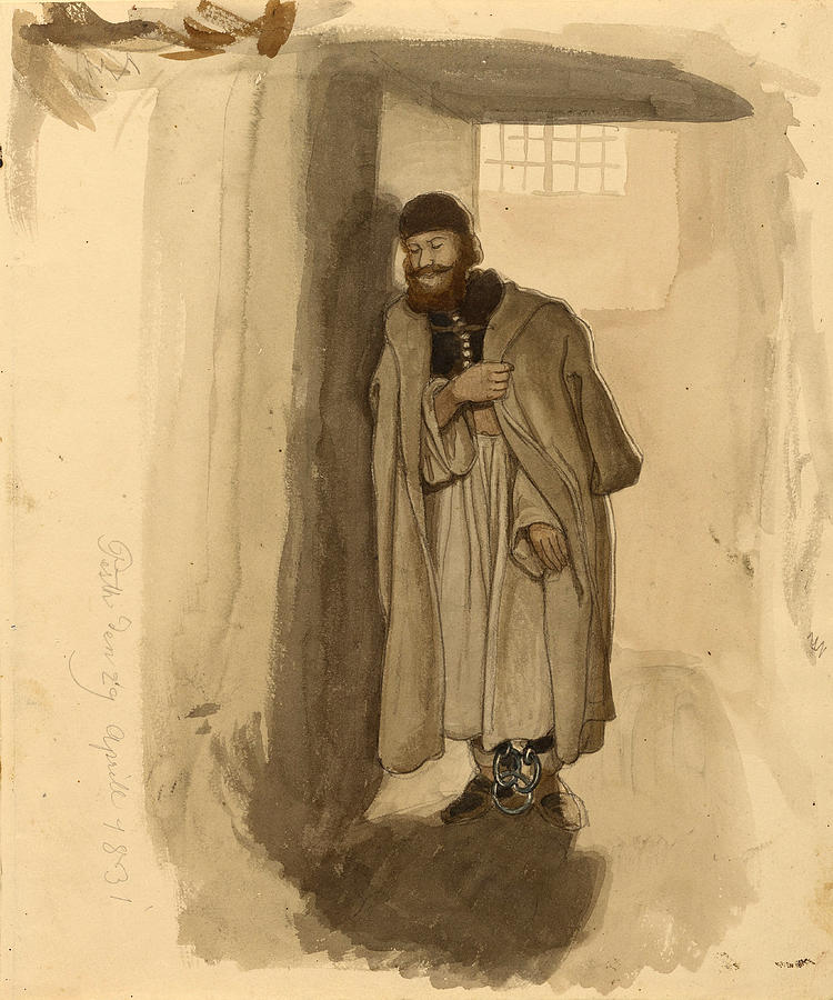 A Hungarian Prisoner Drawing by Eugen Napoleon Neureuther