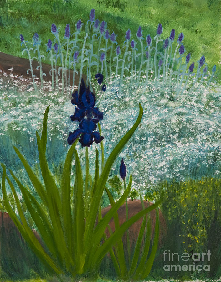 Black Iris Painting by Julie Kreutzer