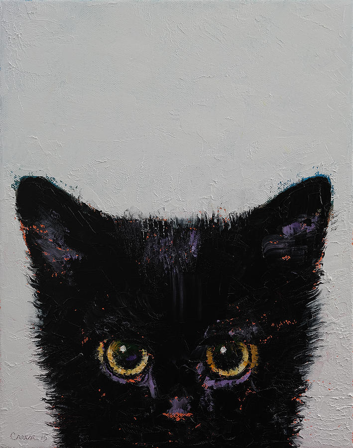 Halloween Painting - Black Kitten by Michael Creese