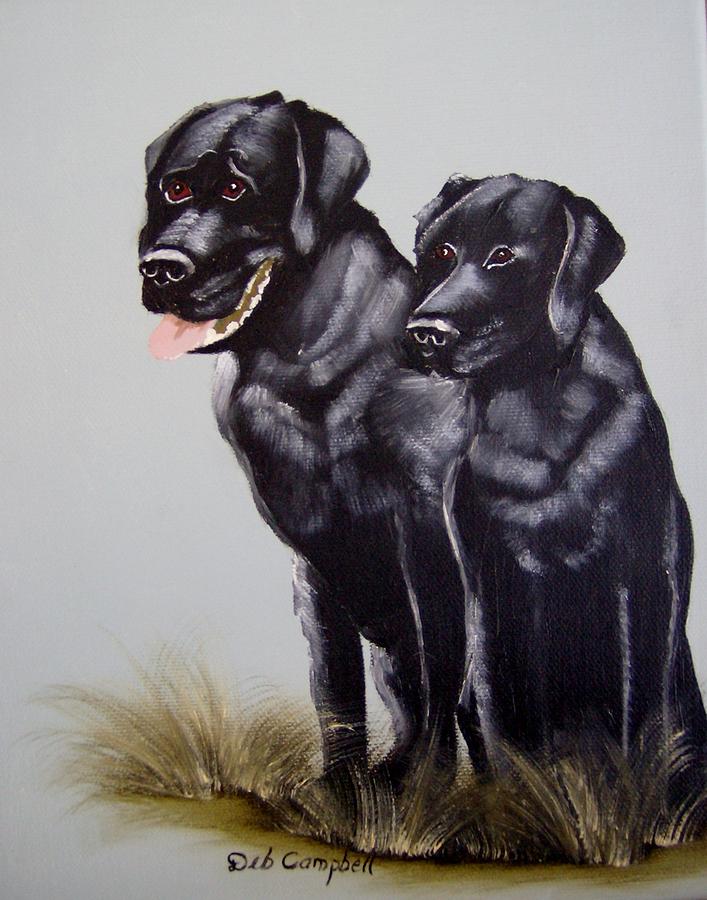 Black Lab Couple Painting by Debra Campbell
