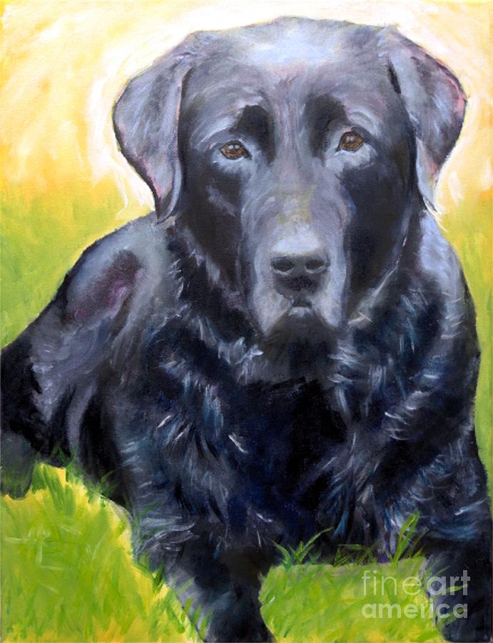 Black Lab Pet Portrait Painting by Kristen Abrahamson