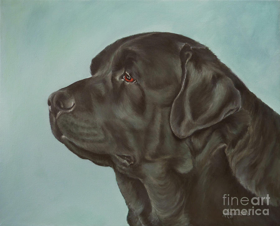 Black Labrador Dog Profile Painting Painting by Amy Reges