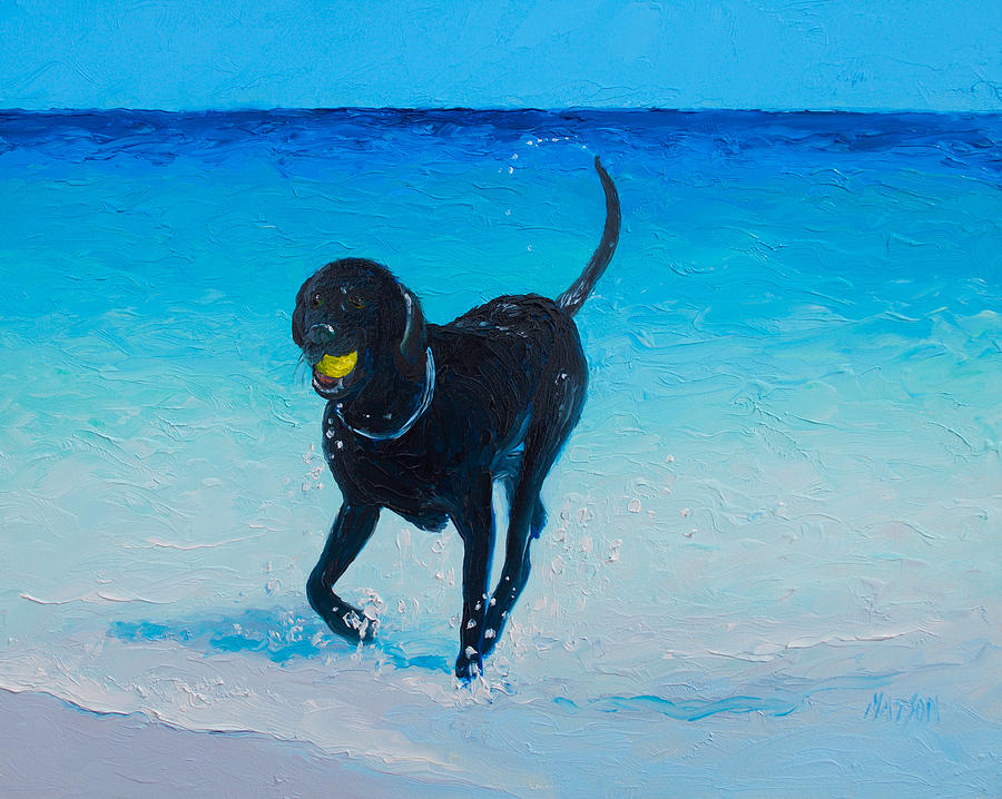 Black Labrador painting Painting by Jan Matson