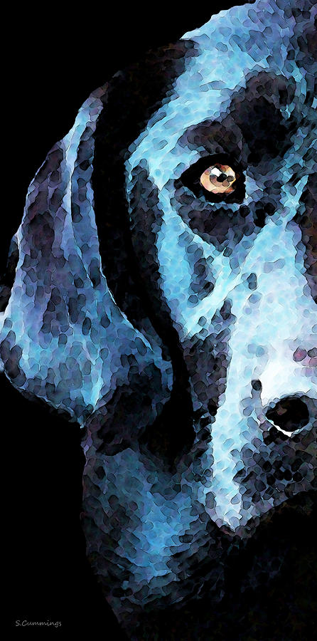 Dog Painting - Black Labrador Retriever Dog Art - Hunter by Sharon Cummings