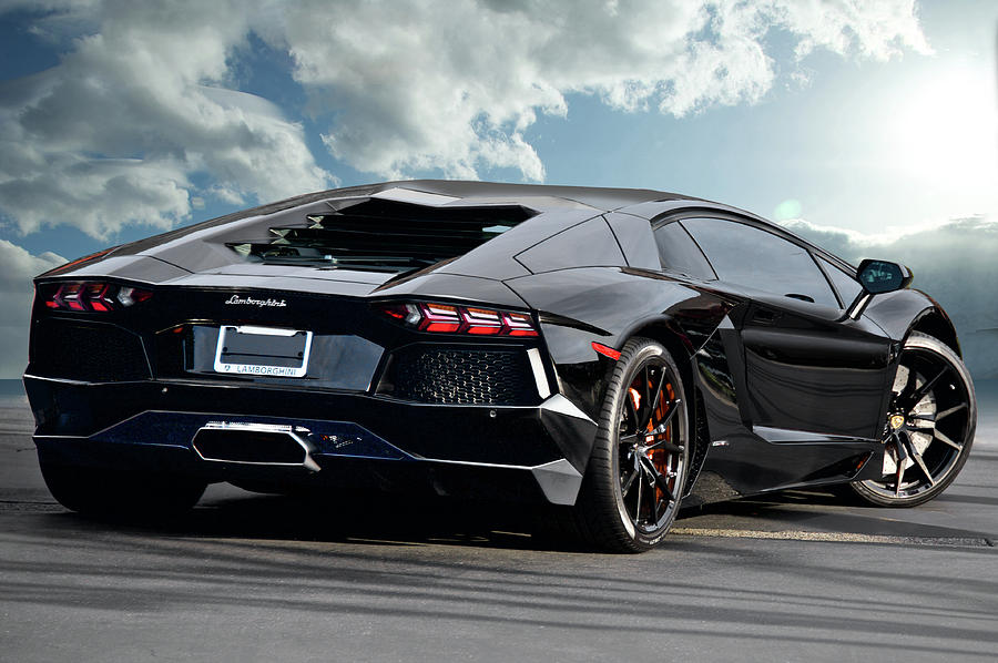 Black Lambo 'Rear View' Photograph by Dave Koontz - Pixels