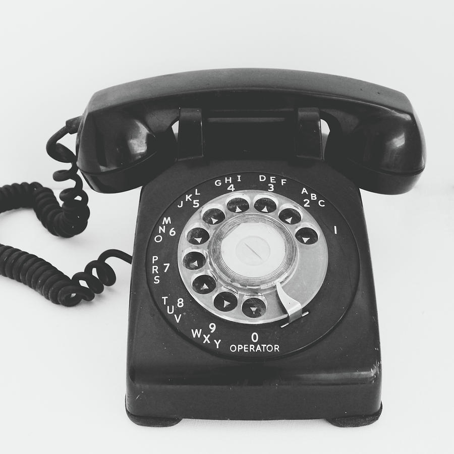 Phone Mixed Media - Black Landline Phone- Art by Linda Woods by Linda Woods