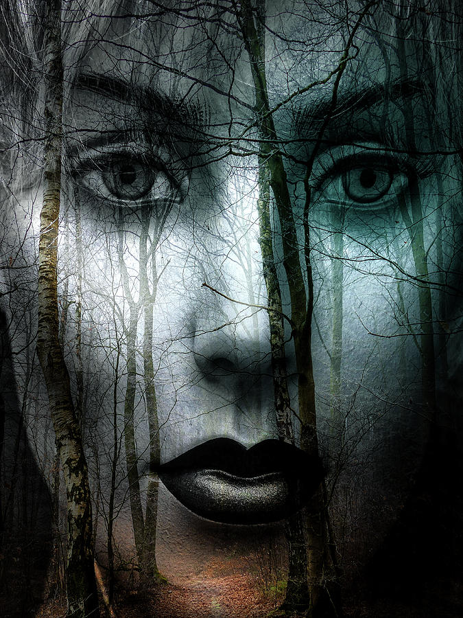 Black lips in the forest Digital Art by Gabi Hampe