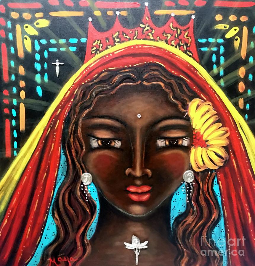 Black Madonna of My Heart Painting by Maya Telford
