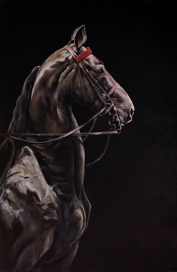 Horse Painting - Black Magic by Joan Frimberger