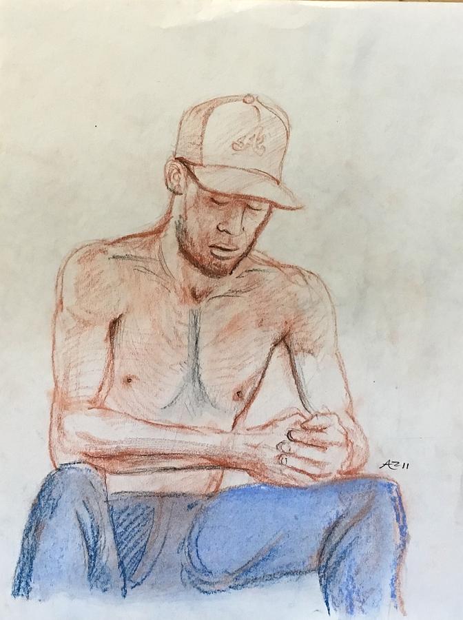 Black Man With Baseball Cap Drawing By Alejandro Lopez Tasso