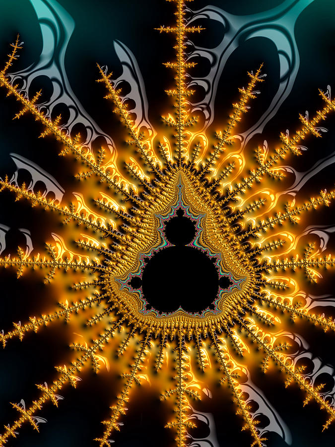 Black Mandelbrot set surrounded by luxe golden and brown tones Digital Art by Matthias Hauser