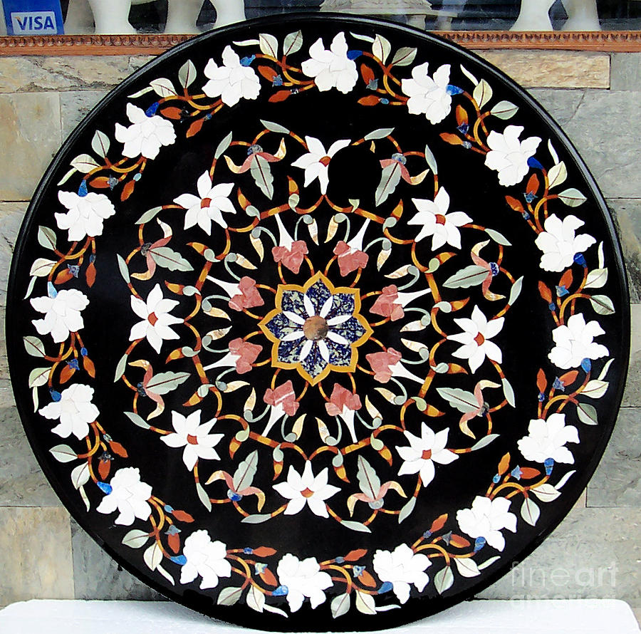 Pattern Jewelry - Black marble Inlay Dining table by Mohammad Azhar