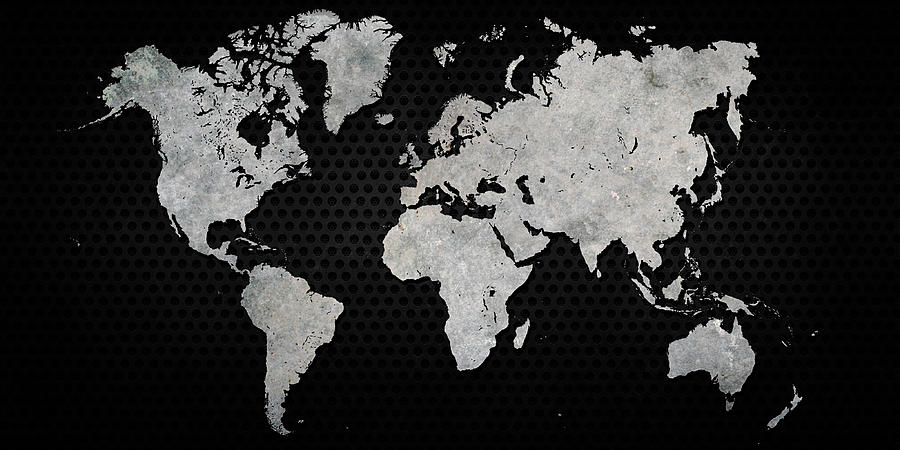 Black Metal Industrial World Map Digital Art by Douglas Pittman