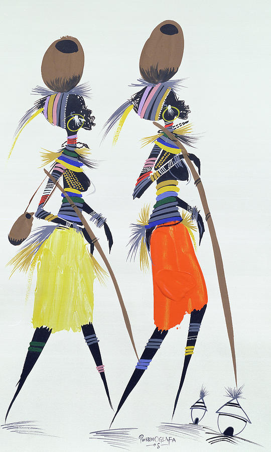 Feather Painting - Black Models by Oglafa Ebitari Perrin
