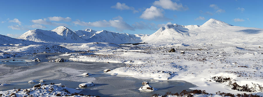 Winter Photograph - Black Mount Winter Panorama by Grant Glendinning
