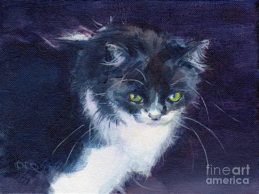 Cat Painting - Black on Blacl by Kimberly Santini
