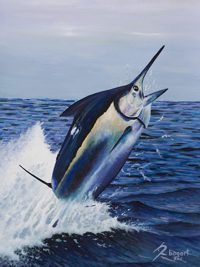 Black Marlin Painting - Black Out by Rick Bogert