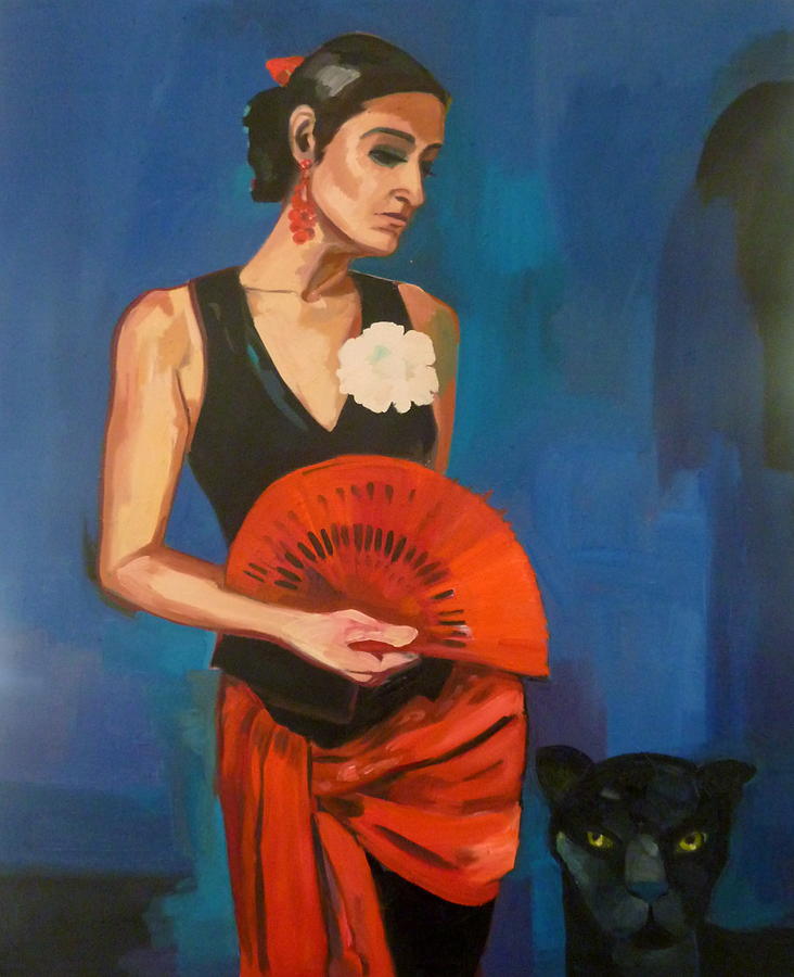 Selfportrait Painting - Black Panther by Carmen Stanescu Kutzelnig