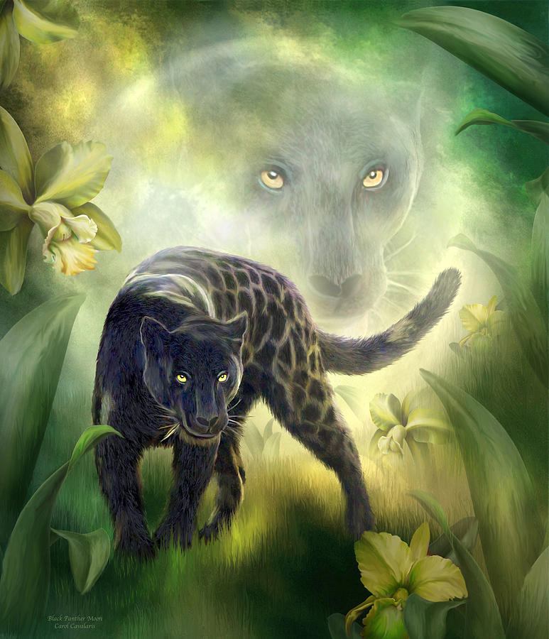 Black Panther Moon Mixed Media by Carol Cavalaris