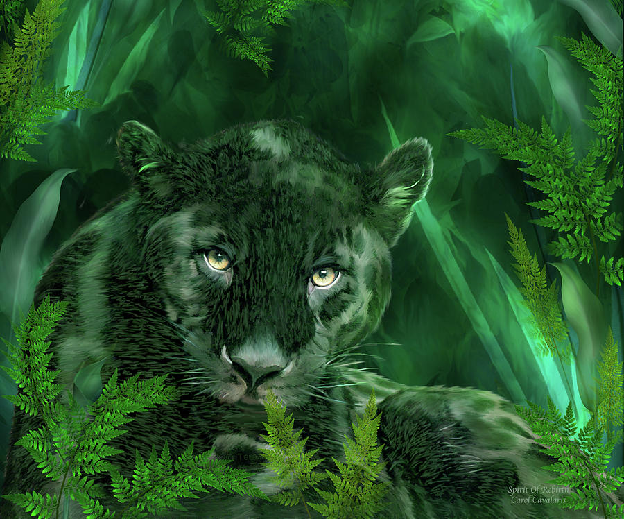 Carol Cavalaris Mixed Media - Black Panther - Spirit Of Rebirth by Carol Cavalaris