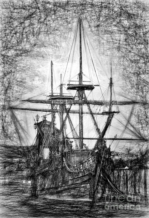 Black Pearl Ship Drawing Photograph by Crista Aldridge | Fine Art America