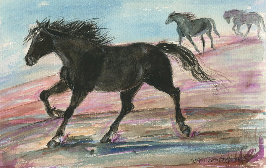 Black Pony Painting by Mary Armstrong