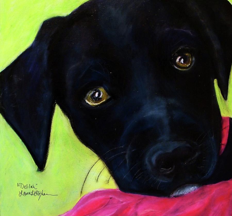 Black Puppy - Shelter Dog Painting by Laura  Grisham