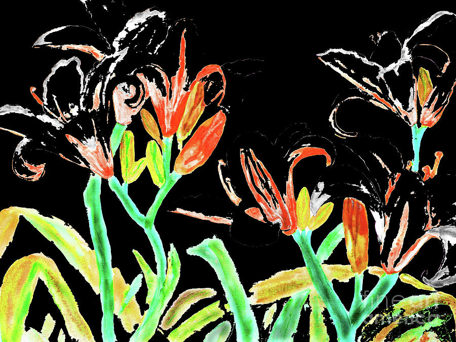 Black-red lilies, painting Painting by Irina Afonskaya