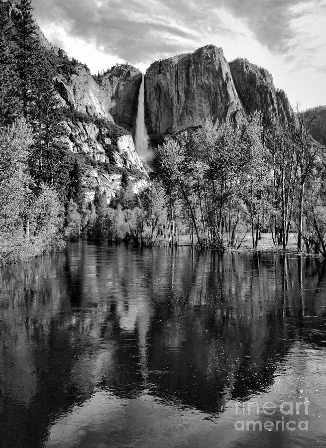 Black Reflections Yosmite Falls Photograph by Chuck Kuhn