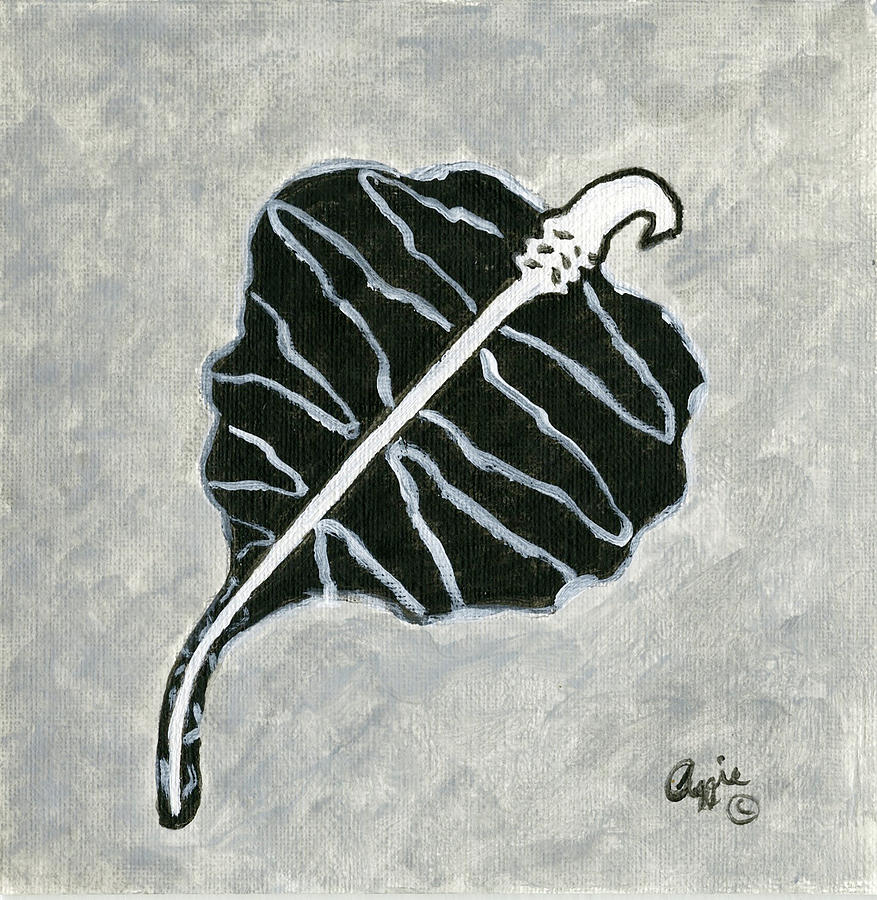 Black Retro Leaf Painting by Stephanie Agliano