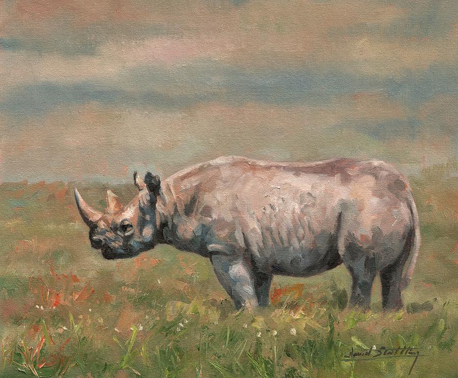Animal Painting - Black Rhino by David Stribbling