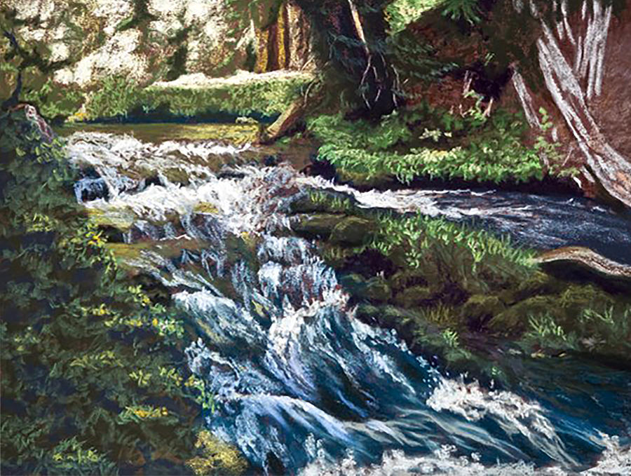 Black River Falls Michigan Pastel by Gerry Delongchamp