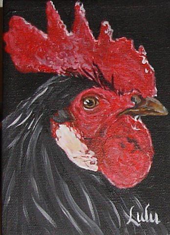 Black Rooster Painting by Lulu Pelletier - Fine Art America