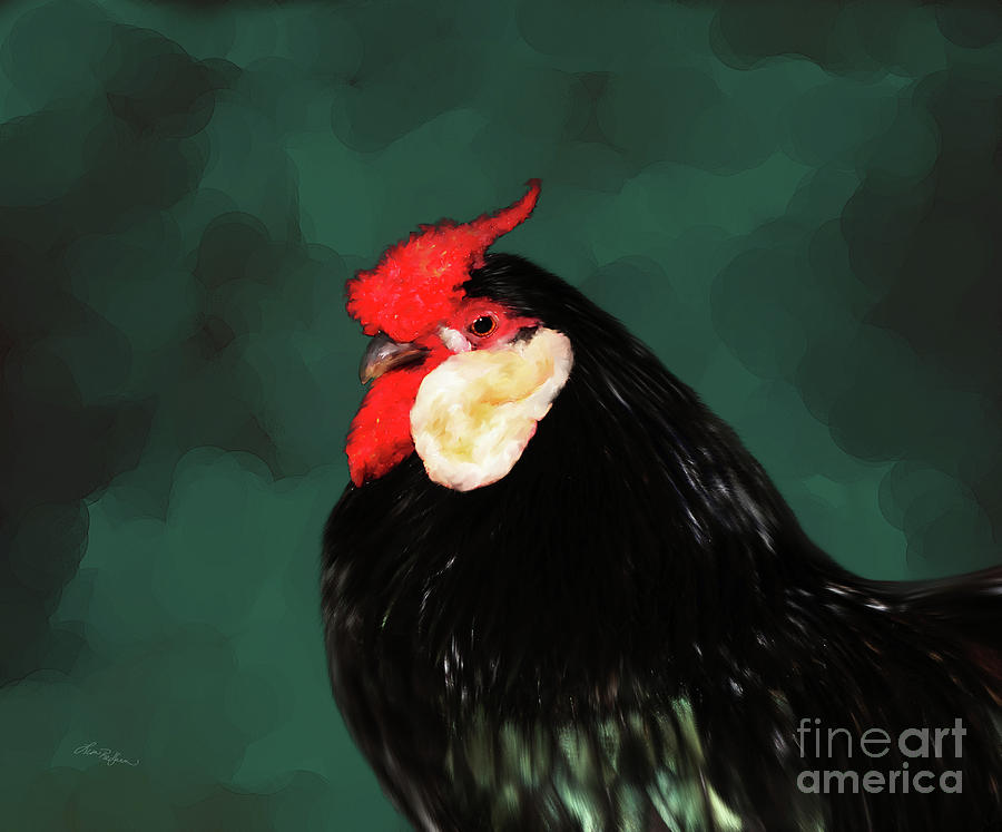 Black Rooster Number Two Digital Art by Lisa Redfern