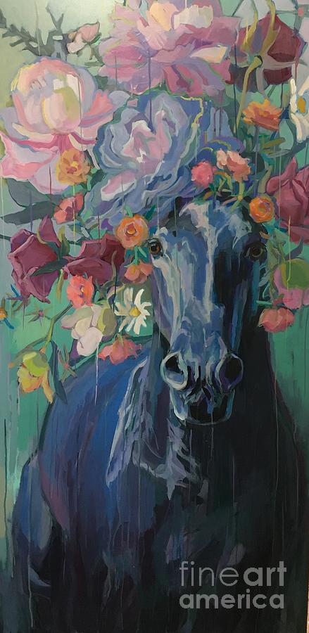 Horse Painting - Black Rose by Kimberly Santini