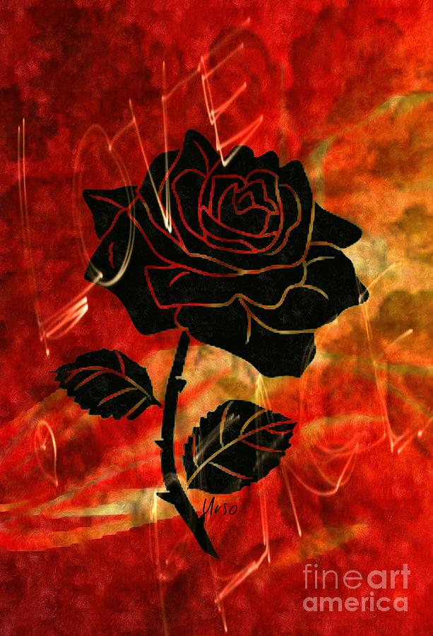 Black Rose Mixed Media by Maria Urso