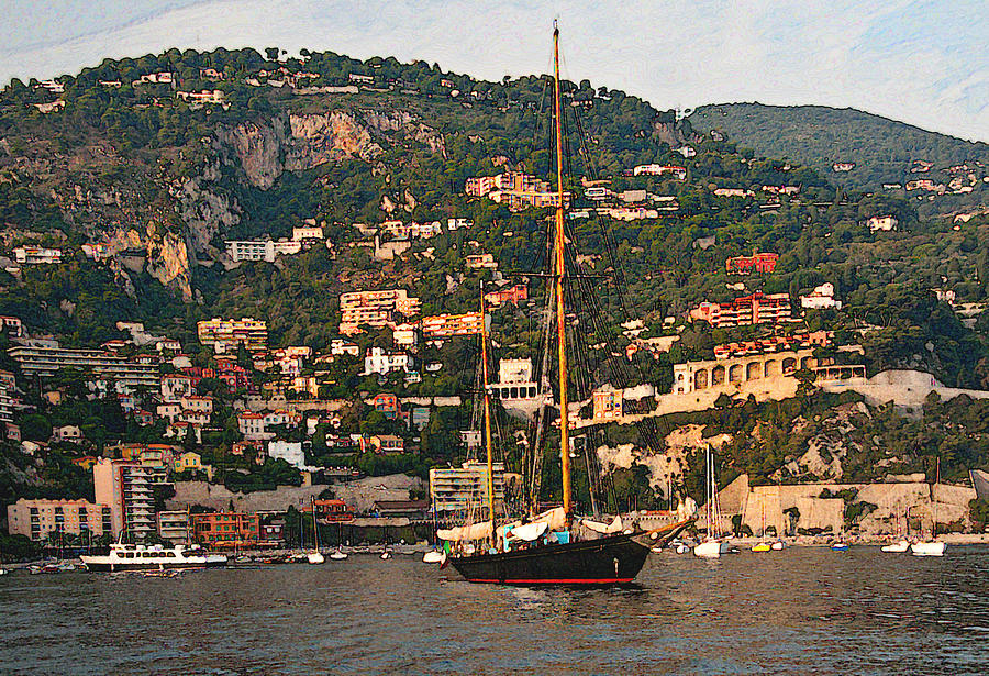 Black Sailboat At Villefranche II Photograph by Steven Sparks