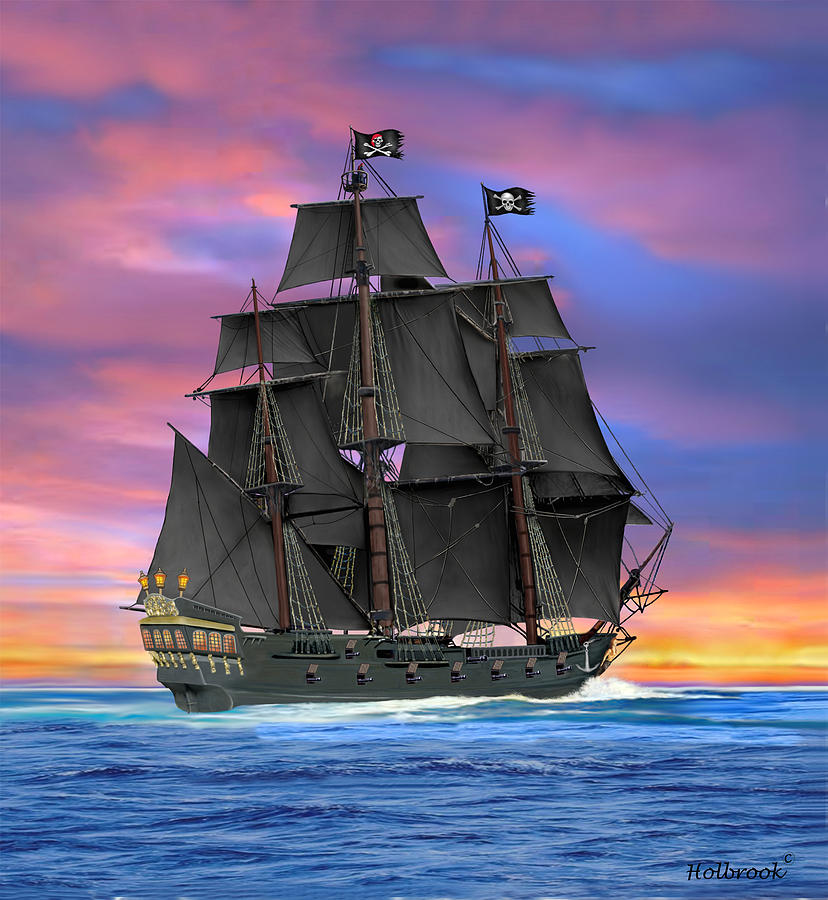 Black Sails of the Caribbean Digital Art by Glenn Holbrook