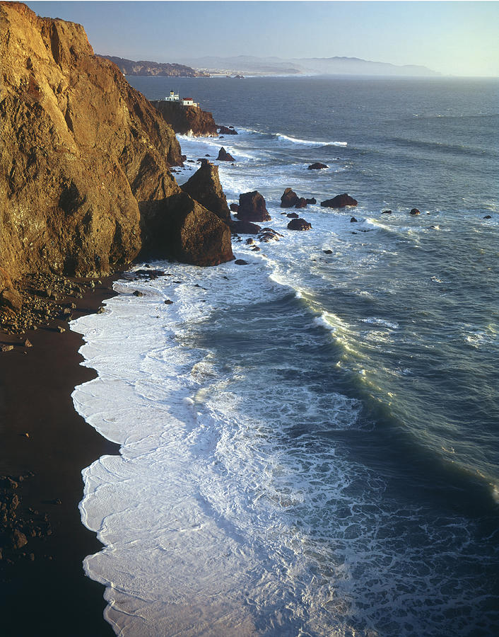2A6X62-A3-Black Sand Beach and Point Bonita  Photograph by Ed  Cooper Photography