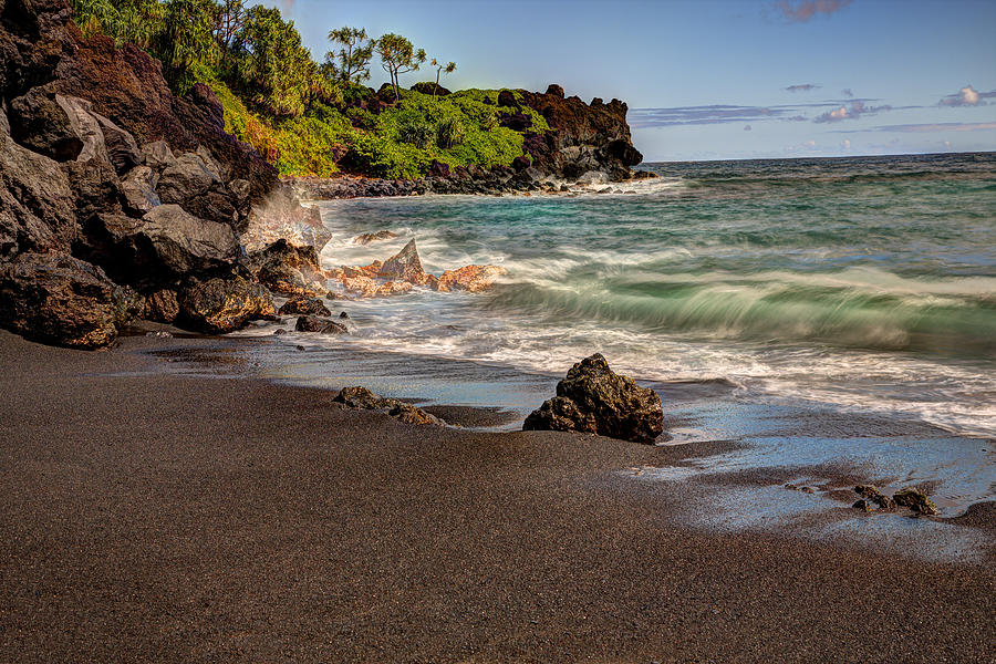 Black Sand Beach Maui Photograph