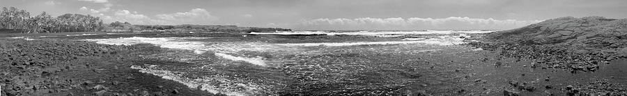 Black Sand Beach Pano B W Photograph by Peter J Sucy