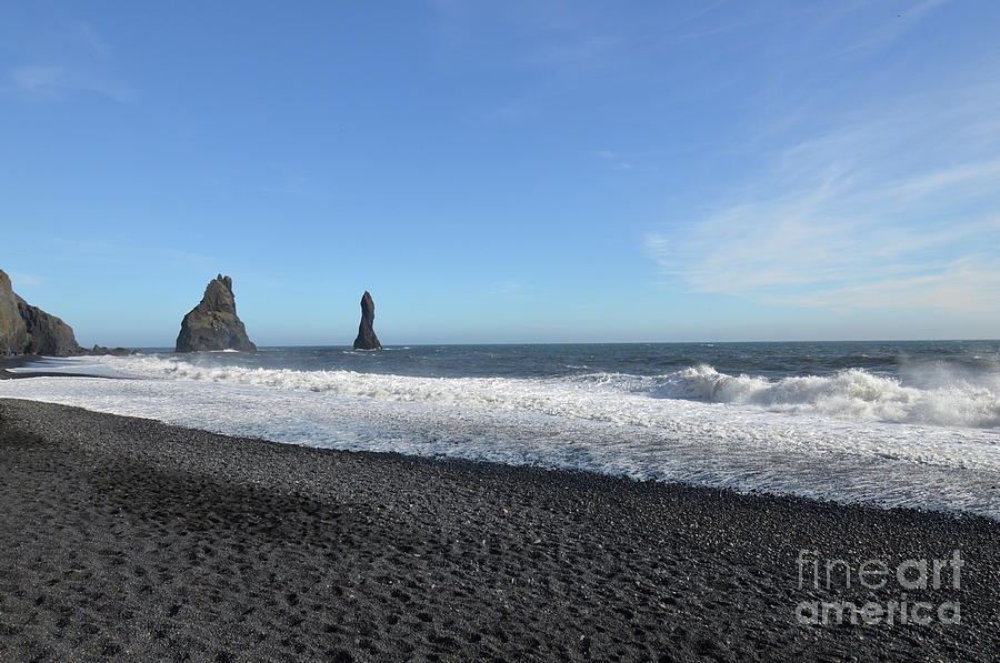 Black Sand Beach with Sea Stacks in Southern Iceland Photograph by DejaVu Designs