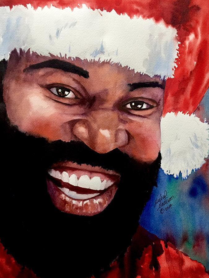Black Santa Painting by Michal Madison