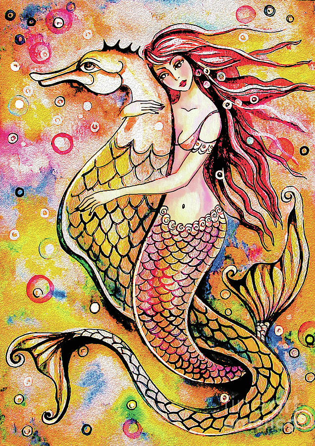 Black Sea Mermaid Painting by Eva Campbell