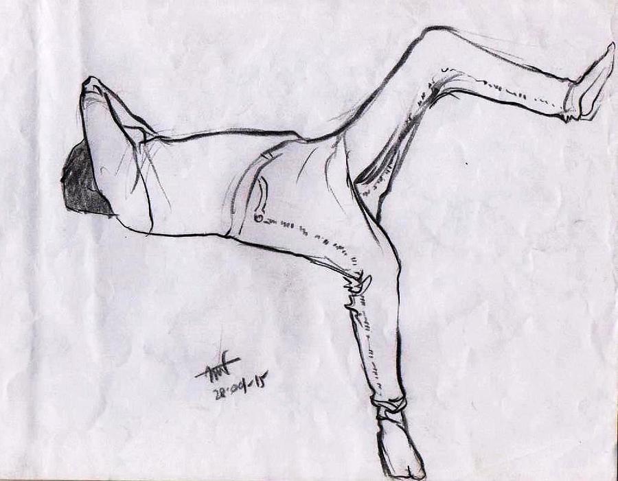 black sketch of a sleeping man covering his face with his hand from right front by Makarand Joshi black sketch of a sleeping man covering his face with his hand from right front by Makarand Joshi