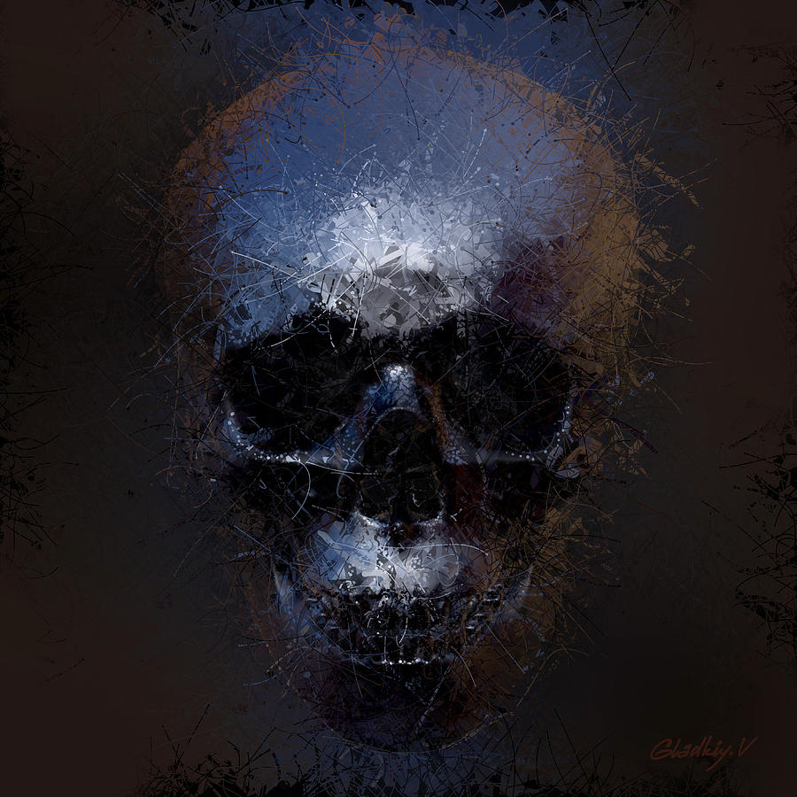 Halloween Digital Art - Black skull by Vitaliy Gladkiy
