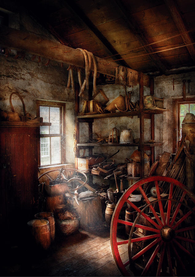 Savad Photograph - Black Smith - You thought your shop was messy by Mike Savad