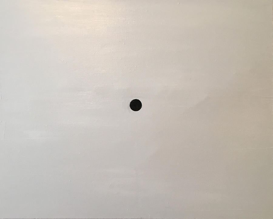 white painting with black dot