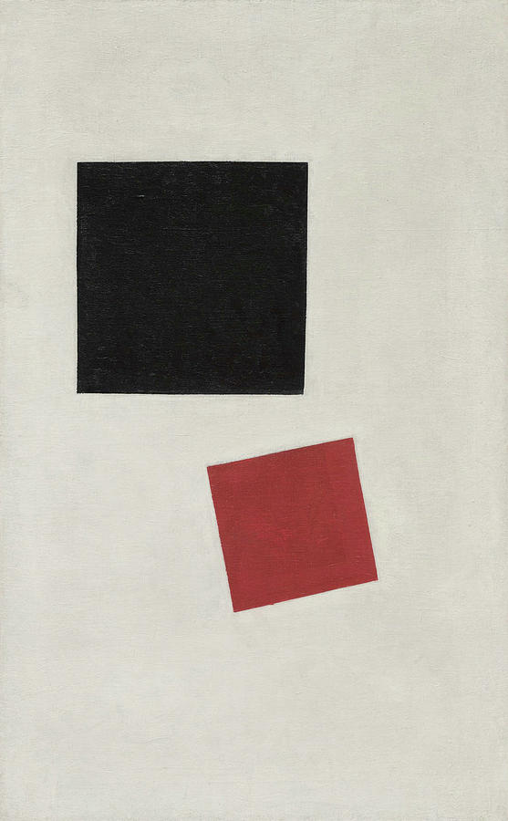 Primary Colors Painting - Black Square and Red Square, Color Masses in the Fourth Dimension by Kazimir Malevich